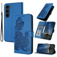 thumbnail image 1 of Allytech Slim Wallet Case for Samsung Galaxy S23 Plus, [Embossed Pattern PU Leather] [ Card Slots & Cash Pocket & Magnetic Clasp], Kickstand Shockproof Anti-Scratch Protective Fashion Case, Darkblue, 1 of 6