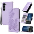 thumbnail image 1 of Allytech Slim Wallet Case for Samsung Galaxy S23 Plus, [Embossed Pattern PU Leather] [ Card Slots & Cash Pocket & Magnetic Clasp], Kickstand Shockproof Anti-Scratch Protective Fashion Case, Purple, 1 of 6