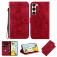 thumbnail image 1 of Allytech Slim Wallet Case for Samsung Galaxy S23, Premium PU Leather Cover with Fashion Flower Pattern, Card Slots & Kickstand Magnetic Clasp Shockproof Dustproof Case with Lanyard - Red, 1 of 7