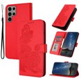 thumbnail image 1 of Allytech Slim Wallet Case for Samsung Galaxy S23 Ultra, [Embossed Pattern PU Leather] [ Card Slots & Cash Pocket & Magnetic Clasp], Kickstand Shockproof Anti-Scratch Protective Fashion Case, Red, 1 of 6