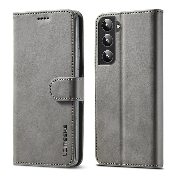 Allytech Slim Wallet Case for Samsung Galaxy S24 with 3 Card Slots & Cash Pocket, Premium PU Leather Kickstand Magnetic Clasp Soft TPU Inner Shockproof Protective Flip Cover Case - Gray