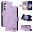 thumbnail image 1 of Allytech Slim Wallet Case for Samsung Galaxy S24 with Card Slots, Luxury PU Leather Magnetic Clasp Flip Wrist Shoulder Strap Kickstand Shockproof Protective Shell for Women Men - Purple, 1 of 11