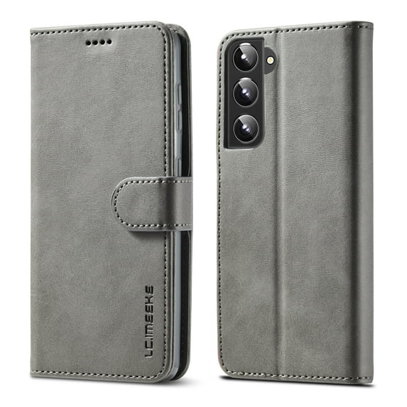 Allytech Slim Wallet Case for Samsung Galaxy S24 FE with 3 Card Slots & Cash Pocket, Premium PU Leather Kickstand Magnetic Clasp Soft TPU Inner Shockproof Protective Flip Cover Case - Gray