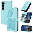 thumbnail image 1 of Allytech Slim Wallet Case for Samsung Galaxy S24 Plus, [Embossed Pattern PU Leather] [ Card Slots & Cash Pocket & Magnetic Clasp], Kickstand Shockproof Anti-Scratch Protective Fashion Case, Lightblue, 1 of 7