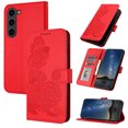 thumbnail image 1 of Allytech Slim Wallet Case for Samsung Galaxy S24 Plus, [Embossed Pattern PU Leather] [ Card Slots & Cash Pocket & Magnetic Clasp], Kickstand Shockproof Anti-Scratch Protective Fashion Case, Red, 1 of 7