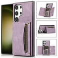 thumbnail image 1 of Wallet Phone Case for Samsung Galaxy S24 Ultra, Retro PU Leather Multiple Cards Slots Cash Holder Drop Protection RFID Blocking Bumper Shockproof Case for Women Men, Purple, 1 of 6
