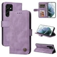 thumbnail image 1 of Allytech Slim Wallet Case for Samsung Galaxy S24 Ultra with Card Slots, Luxury PU Leather Magnetic Clasp Flip Wrist Shoulder Strap Kickstand Shockproof Protective Shell for Women Men - Purple, 1 of 9