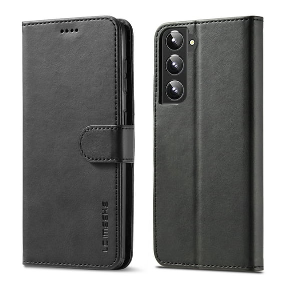 Allytech Slim Wallet Case for Samsung Galaxy S25 with 3 Card Slots & Cash Pocket, Premium PU Leather Kickstand Magnetic Clasp Soft TPU Inner Shockproof Protective Flip Cover Case - Black