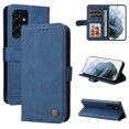 thumbnail image 1 of Allytech Slim Wallet Case for Samsung Galaxy S25 with Card Slots, Luxury PU Leather Magnetic Clasp Flip Wrist Shoulder Strap Kickstand Shockproof Protective Shell for Women Men - Blue, 1 of 10
