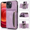 thumbnail image 1 of Allytech Slim Wallet Case for iPhone 15, Business Premium PU Leather Multi-Card Slots Anti-Drop Anti-Scratch Full Body Protection Kickstand Case for iPhone 15 - Purple, 1 of 6