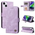 thumbnail image 1 of Allytech Slim Wallet Case for iPhone 15 Plus with Card Slots, Luxury PU Leather Magnetic Clasp Flip Wrist Shoulder Strap Kickstand Shockproof Protective Shell for Women Men - Purple, 1 of 9