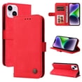 thumbnail image 1 of Allytech Slim Wallet Case for iPhone 15 Plus with Card Slots, Luxury PU Leather Magnetic Clasp Flip Wrist Shoulder Strap Kickstand Shockproof Protective Shell for Women Men - Red, 1 of 9