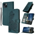 thumbnail image 1 of Allytech Slim Wallet Case for iPhone 15 Plus, [Embossed Pattern PU Leather] [ Card Slots & Cash Pocket & Magnetic Clasp], Kickstand Shockproof Anti-Scratch Protective Fashion Case, Darkgreen, 1 of 6