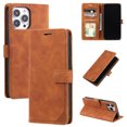 thumbnail image 1 of Allytech Slim Wallet Case for iPhone 15 Pro, [3 Card Slots] [Cash Pocket] Premium PU Leather Kickstand Magnetic Clasp Shockproof Full Body Protective RFID Blocking Flip Case - Brown, 1 of 8