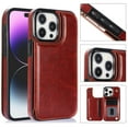 thumbnail image 1 of Allytech Slim Wallet Case for iPhone 15 Pro, Flip PU Leather Kickstand Card Slots Case, Double Magnetic Buttons Shockproof Full Body Protection Durable Case for Women Men - Brown, 1 of 10