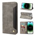 thumbnail image 1 of Allytech Slim Wallet Case for iPhone 15 Pro Max, Luxury PU Leather + Soft TPU Cover with Card Slots & Cash Pocket, Magnetic Closure Kickstand Shockproof Business Case for Women men - Gray, 1 of 9
