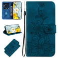 thumbnail image 1 of Allytech Slim Wallet Case for iPhone 15 Pro Max, Premium PU Leather Cover with Fashion Flower Pattern, Card Slots & Kickstand Magnetic Clasp Shockproof Dustproof Case with Lanyard - Blue, 1 of 8