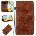 thumbnail image 1 of Allytech Slim Wallet Case for iPhone 15 Pro, Premium PU Leather Cover with Fashion Flower Pattern, Card Slots & Kickstand Magnetic Clasp Shockproof Dustproof Case with Lanyard - Brown, 1 of 8