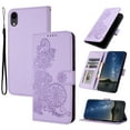 thumbnail image 1 of Allytech Slim Wallet Case for iPhone XR, [Embossed Pattern PU Leather] [ Card Slots & Cash Pocket & Magnetic Clasp], Kickstand Shockproof Anti-Scratch Protective Fashion Case, Purple, 1 of 6