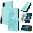 thumbnail image 1 of Allytech Slim Wallet Case for iPhone XS Max, [Embossed Pattern PU Leather] [Card Slots & Cash Pocket & Magnetic Clasp], Kickstand Shockproof Anti-Scratch Protective Fashion Case, Lightblue, 1 of 6