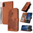 thumbnail image 1 of Allytech Slim Wallet Case for iPhone XS Max, [Embossed Pattern PU Leather] [Card Slots & Cash Pocket & Magnetic Clasp], Kickstand Shockproof Anti-Scratch Protective Fashion Case, Brown, 1 of 6