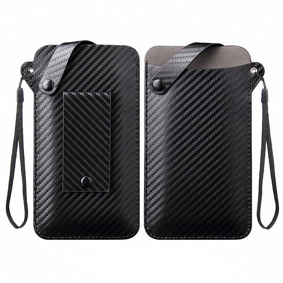 Allytech Small PU Leather Cellphone Bag [6.9"*3.9"] Carrying Case for All size up to 6.8" Phone Including iPhone Xs Xr XsMax X Samsung Galaxy Note 9 8 S9 Plus S8 Plus Hiawei Google ETC, Carbonfibre