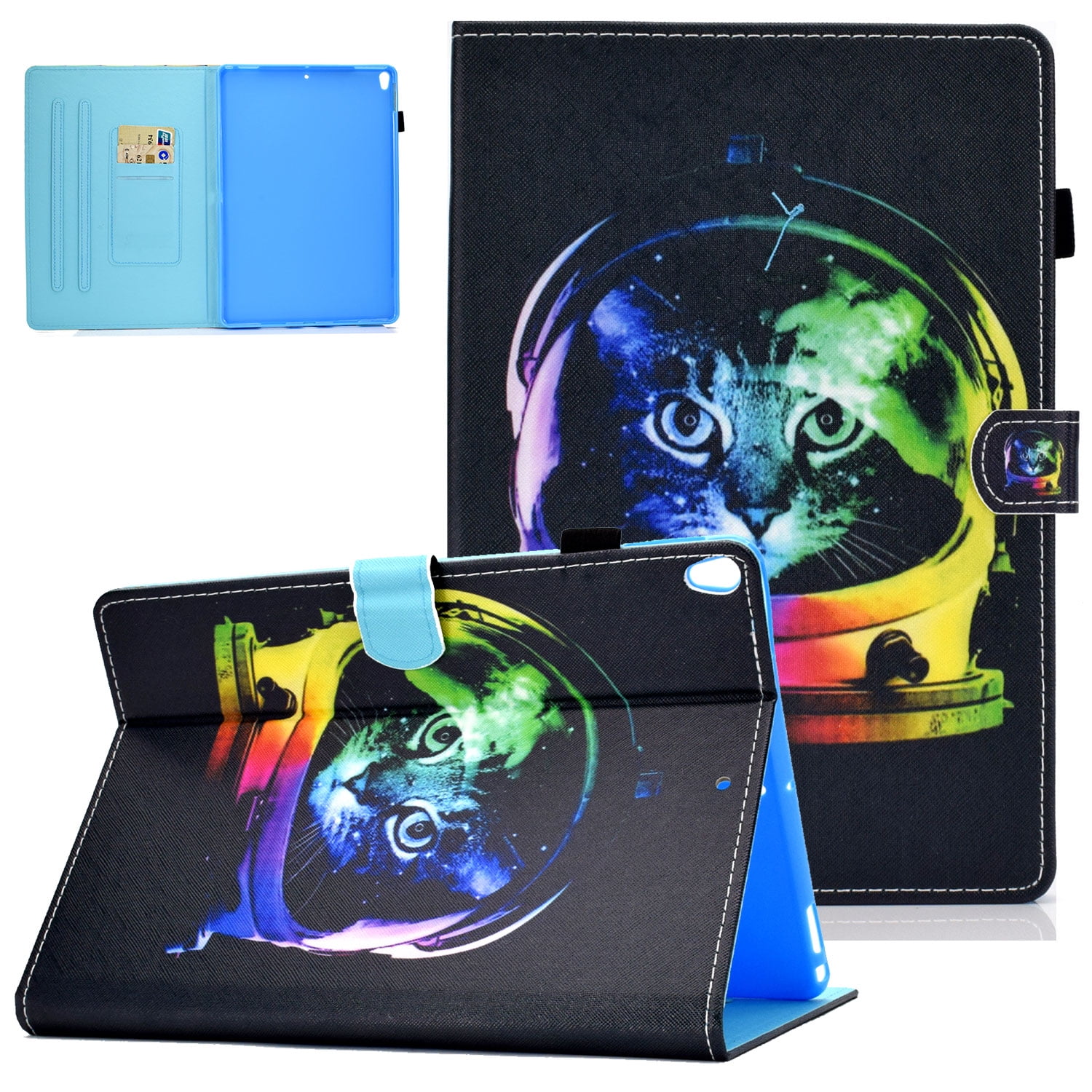 Allytech Smart Case Cover for Apple New iPad 10.2" 7th Generation 2019 Released, Colorful Pattern for Girls Women Slim Fit Smart Cover Auto Sleep Wake Kickstand Pencil Holder,Cat