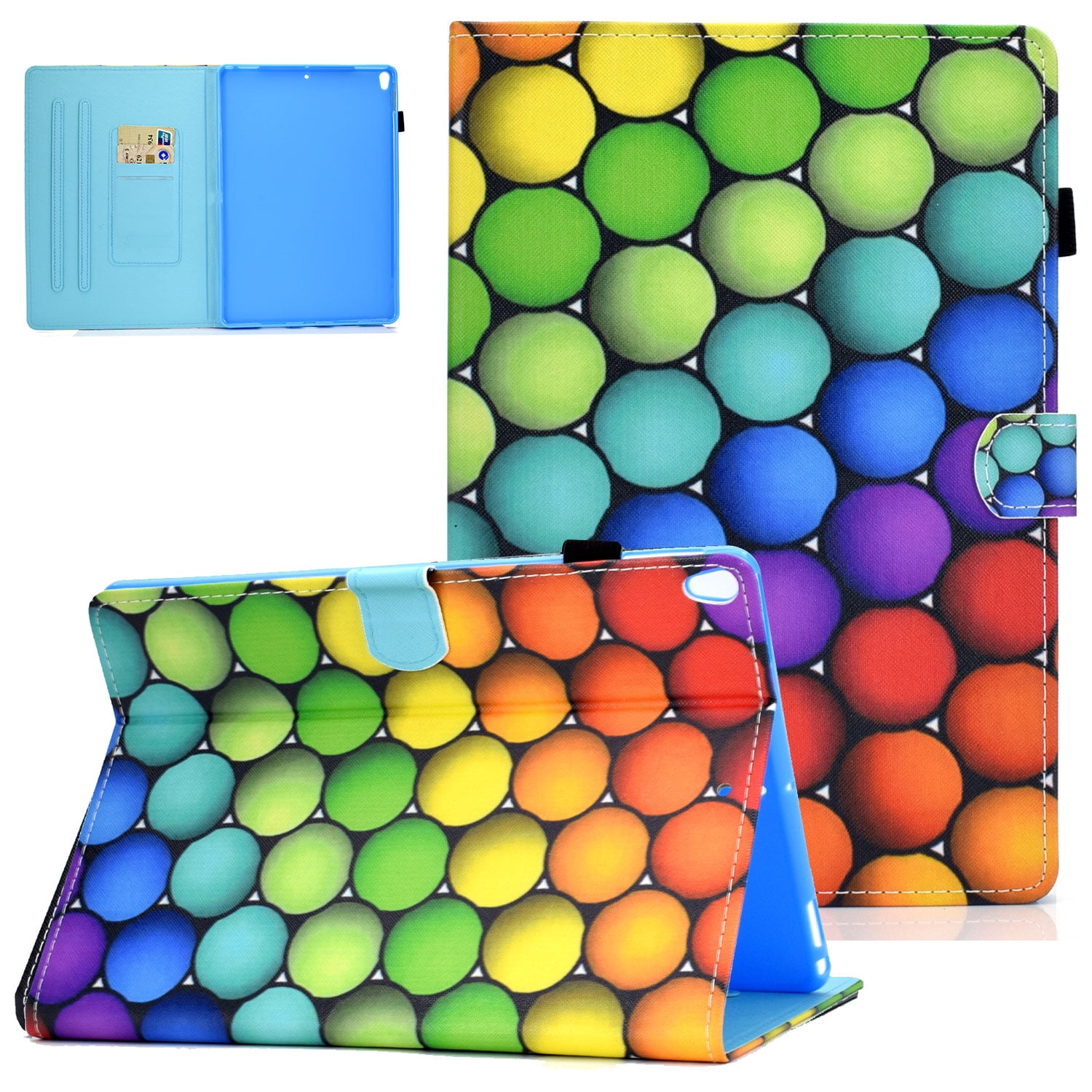 Allytech Smart Case Cover for Apple New iPad 10.2" 7th Generation 2019 Released, Colorful Pattern for Girls Women Slim Fit Smart Cover Auto Sleep Wake Kickstand Pencil Holder,Colorful Balls