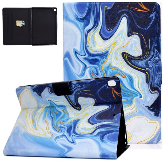 Allytech Smart Case Cover for Apple New iPad 10.2" 7th Generation 2019 Released, Colorful Pattern for Girls Women Slim Fit Smart Cover Auto Sleep Wake Kickstand Pencil Holder,Blue Marble