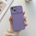 thumbnail image 1 of Allytech Solid Color Phone Case Designed for iPhone 13 mini, [Sliding Lens Cover] [Full Camera Protection] Shockproof Soft TPU Ultra Thin & Lightweight Fashion Case for Women Men - Purple, 1 of 8