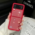 thumbnail image 1 of Allytech Sparkle Case for Samsung Galaxy Z Flip4, Hard PC + Soft TPU Bumper, Ultra Thin Lightweight Glitter Bling Diamond Shockproof Screen Lens Protection Case for Women Girls - Red, 1 of 1