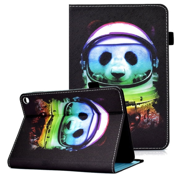 Allytech Stand Case for Kindle Fire HD 8.0" 2020 10th Gen New Model, Fire HD 8 Plus 2020(10th Gen) Cover with Pen Holder, Folio PU Leather Auto Wake Sleep Wallet Tablet Case, Space Panda