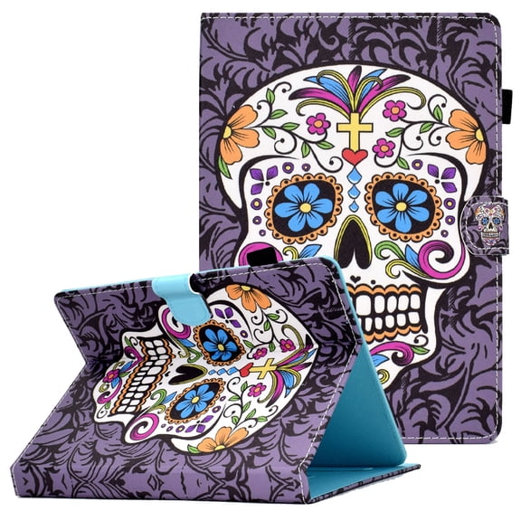 Allytech Stand Case for Universal 6.5-7.5 inch Tablets, PU Leather Protective Folio Stand Card Slots Wallet Case for Fire 7/ LG G Pad 7.0/Voyager 7 /Android 7/ Zenpad/ Onn 7", Skeleton