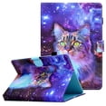 thumbnail image 1 of Allytech Stand Case for Universal 6.5-7.5 inch Tablets, PU Leather Protective Folio Stand Card Slots Wallet Case for Fire 7/ LG G Pad 7.0/Voyager 7 /Android 7/ Zenpad/ Onn 7", Galaxy Cat, 1 of 5