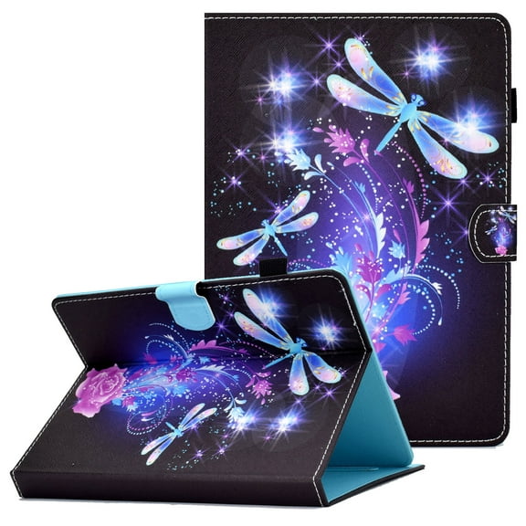 Allytech Stand Case for Universal 7.5-8.5 inch Tablets, PU Leather Protective Folio Stand Card Slots Wallet Case for Fire HD 8/ Galaxy Tab A 8.0/Tab E 8/ZenPad Z380M/Kobo Clara HD, Butterfly & Floral