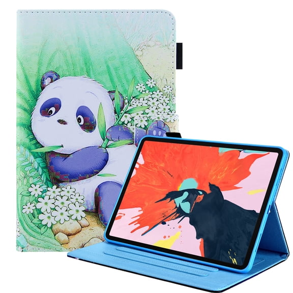 Allytech Stand Case for iPad 10.9 inch 10th Generation 2022, Soft TPU Back Cover with PU Leather Card Slots Pen Holder Protective Case for iPad 10 2022(10.9"), Eating Panda