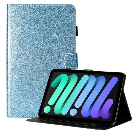 Allytech Stand Folio Case for iPad Mini 6(8.3"), iPad Mini 6th Gen 2021 Cover with Pen Holder, Blue PU Leather Scratch-Free Anti-Slip Book Style Card Holder Case for iPad Mini 6 2021, Blue