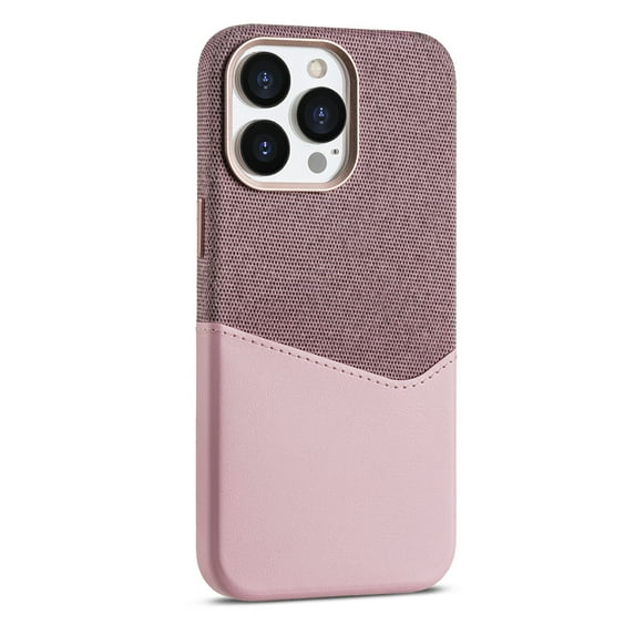 Allytech Stylish Patchwork Color Case for iPhone 12 Pro / 12 6.1" with Card Holder, [Slim & Light] PU Leather Cover Support Wireless Charging, Camera & Screen Protection Shockproof Case - Pink