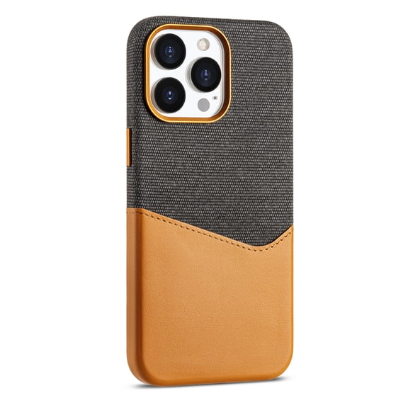 Allytech Stylish Patchwork Color Case for iPhone 13 with Card Holder, [Slim & Light] PU Leather Cover Support Wireless Charging, Camera & Screen Protection Shockproof Case - Brown