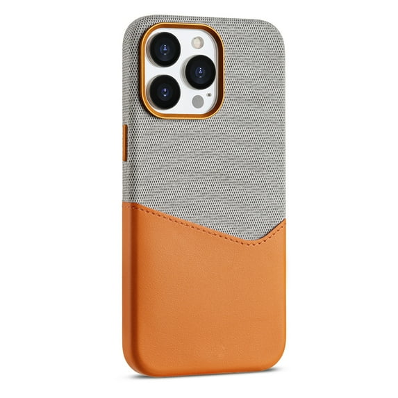 Allytech Stylish Patchwork Color Case for iPhone 14 with Card Holder, [Slim & Light] PU Leather Cover Support Wireless Charging, Camera & Screen Protection Shockproof Case - Orange