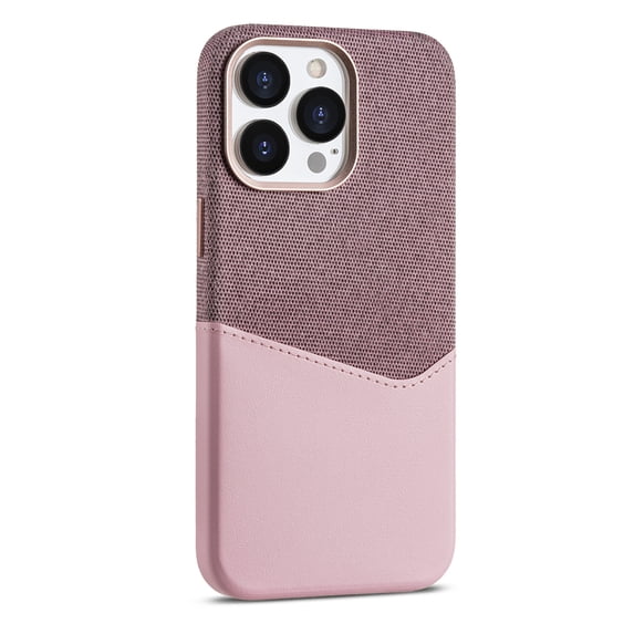 Allytech Stylish Patchwork Color Case for iPhone 15 with Card Holder, [Slim & Light] PU Leather Cover Support Wireless Charging, Camera & Screen Protection Shockproof Case - Pink