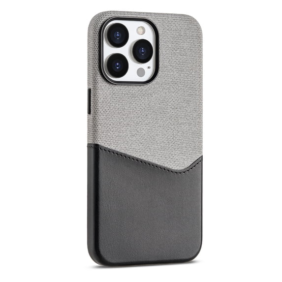 Allytech Stylish Patchwork Color Case for iPhone 15 with Card Holder, [Slim & Light] PU Leather Cover Support Wireless Charging, Camera & Screen Protection Shockproof Case - Black