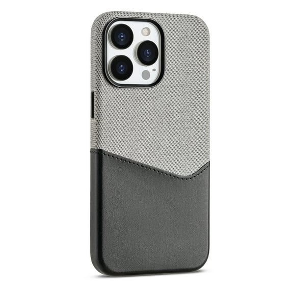 Allytech Stylish Patchwork Color Case for iPhone 15 Plus with Card Holder, [Slim & Light] PU Leather Cover Support Wireless Charging, Camera & Screen Protection Shockproof Case - Black