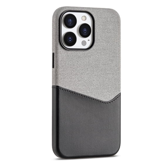 Allytech Stylish Patchwork Color Case for iPhone 15 Pro Max with Card Holder, [Slim & Light] PU Leather Cover Support Wireless Charging, Camera & Screen Protection Shockproof Case - Black