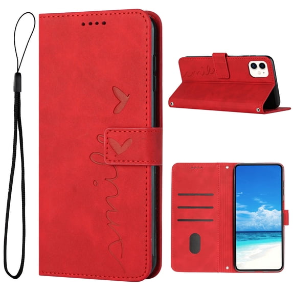 Allytech Suited for Apple iPhone 16 Plus Case Cover,PU Leather Flip Holder ID Credit Card Slots Magnetic Closure Folio Wallet Shockproof Dustproof Protective Phone Case,Red