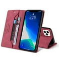 thumbnail image 1 of Allytech Suited for iPhone 13  Pro Max Wallet Case, Retro Leather Magnetic Folio Flip Card Cash Pocket Shockproof Full Body Protection Case For iPhone 13 Pro Max,Red, 1 of 6