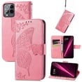 thumbnail image 1 of Allytech T-Mobile REVVL 6 Pro 5G Flip Wallet Case, Luxury PU Leather [Butterfly & Flower Embossed] Magnetic Clasp Stand Case Built-in Card Slots & Cash Pocket, Shockproof Wrist Strap Case, Pink, 1 of 7