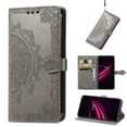 thumbnail image 1 of Allytech for T-Mobile REVVL 6 Pro 5G Wallet Case, Luxury PU Leather with Embossed Pattern, Magnetic Clasp Kickstand Card Cash Slots Shockproof Slim Flip Case with Hand Strap for Women Men - Gray, 1 of 5