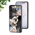 thumbnail image 1 of Allytech Tempered Glass Case Compatible with iPhone13 Pro for Girls Women,Fashion Flower Pattern Design Shockproof Case with Ring Holder for Apple iPhone 13 Pro 6.1 inch (black flower bush), 1 of 7