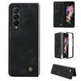 thumbnail image 1 of Allytech Thin PU Leather Case for Samsung Galaxy Z Fold 3 5G (2021), Lightweight Front PC Frame Anti-Scratch Foldable Folio Protective Case for Samsung Z Fold 3 (7.6 inch), Black, 1 of 7